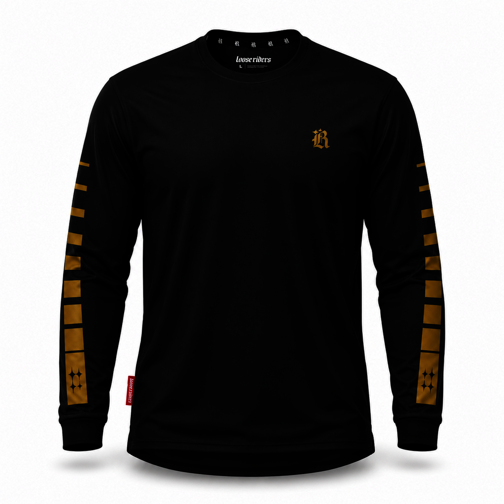 Loose Riders Shutter Black Gold – pánský MTB dres s dlouhým rukávem F