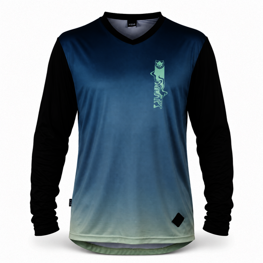 TSG Waft Jersey LS Blue-Matcha Gradient – lehký MTB dres s dlouhým rukávem F