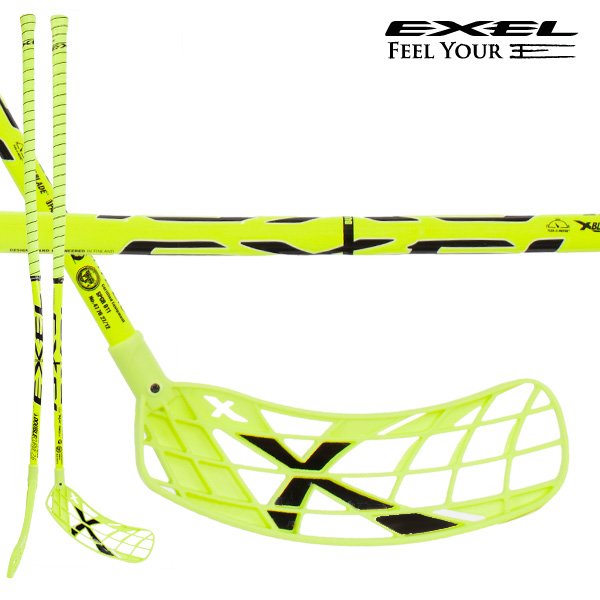 Florbalová hokejka Exel Double Curve 2.6 neon yellow 103 SB