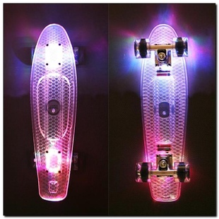 Svítící pennyboard Nils Fishboard Led Transparent