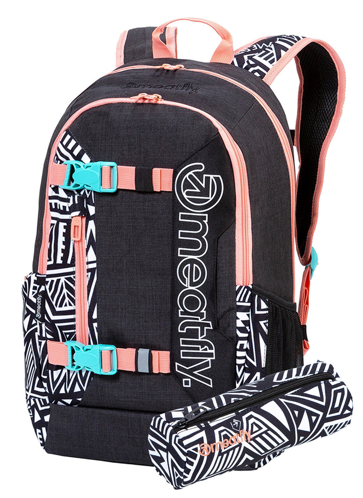 Batoh Meatfly Basejumper 6 + PENÁL ZDARMA, J - Heather Charcoal, Dancing White