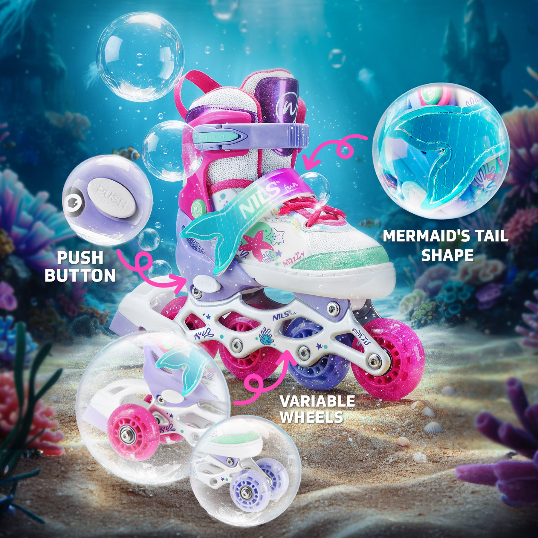 Dětské brusle 2V1 a 4V1 s nastavitelnou velikostí boty